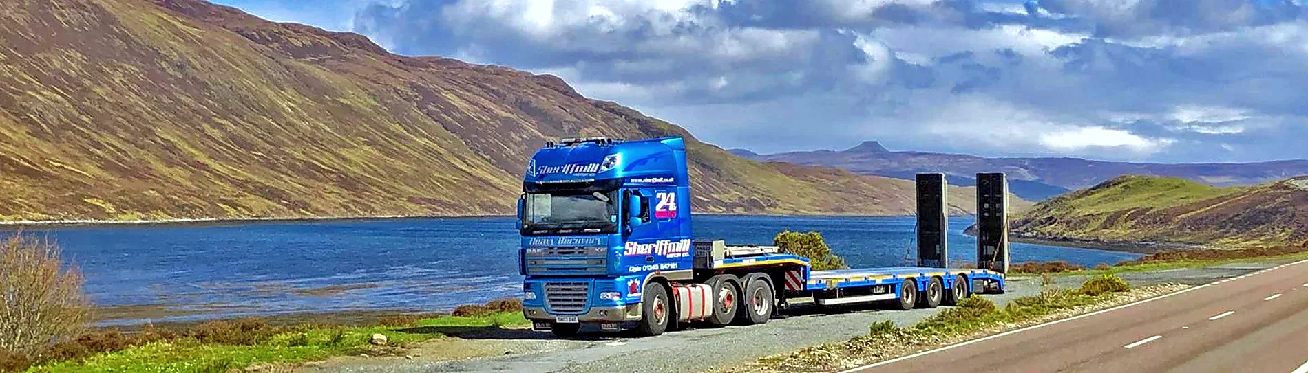 Sheriffmill low-loader on a lochside road